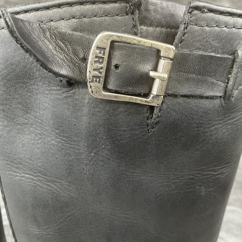 Frye Veronica Slouch Women's 7.5 Black Leather Buckle Biker Boots 3475530 - Picture 5 of 15